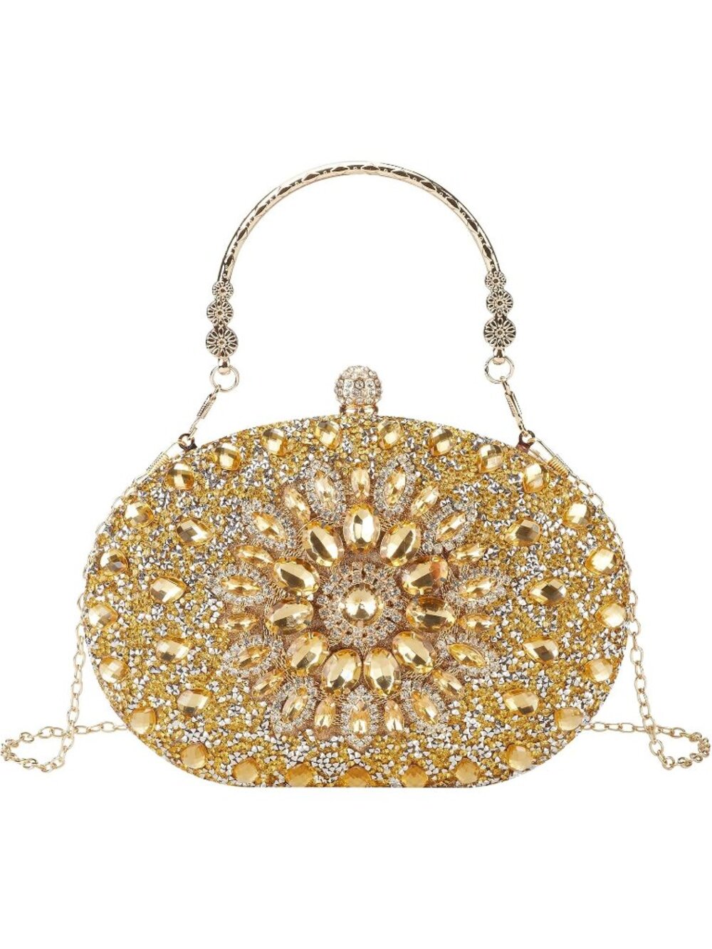 〽️Women's Gold Glitter Rhinestone Crystal Clutch Purse Sparkly Party Evening Bag